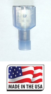 (500) 16-14 BLUE NYLON QUICK DISCONNECT MALE .250 1/4'' FULL INSULATE MADE IN USA