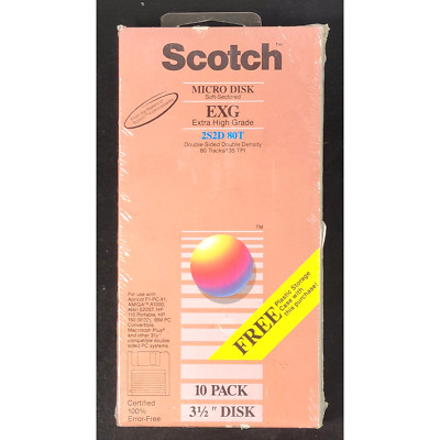 Vintage 1986 Scotch Micro Disk EXG 2S2D 80T 10 Pack 3 1/2'' Floppy Disks In Case