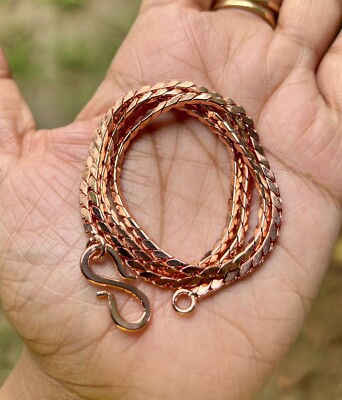22 inch Pure Copper Flattened Wheat Box Chain Necklace, Healing Copper  Jewelry