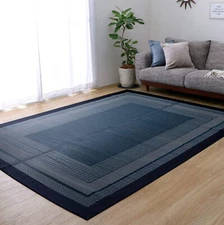 IKEHIKO Tatami mat Japanese rush grass Carpet Area Rug Modern Asian Navy 904