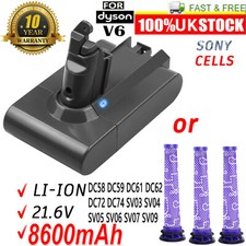 21.6V FOR DYSON V6 8.6Ah 6.0Ah Replacement Battery & Filter Animal HEPA Absolute