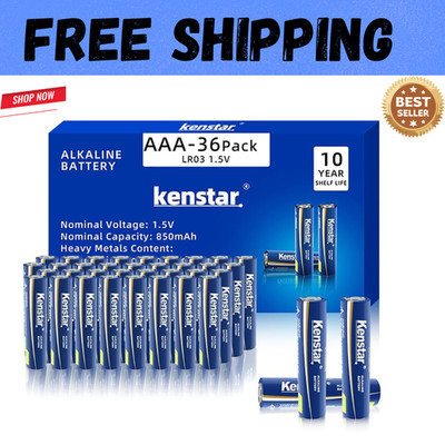 AAA Alkaline Batteries 36 Pack Powermax Battery 10 Year Shelf Life Long Lasting