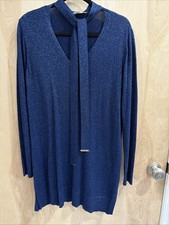 Michael Kors Midnight Blue Sparkling Lurex Sweater Dress Size XL
