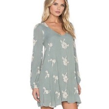 Free People Mini Dress M Emmas Embroidered Floral Tunic