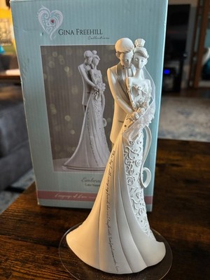 Embrace Bride Groom 9  Cake Topper Gina Freehill Language of Love Wedding Roman
