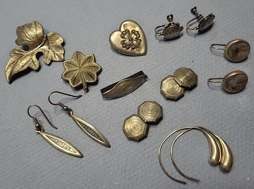 Vintage Antique 925 Sterling Silver Jewelry Earrings Rings Brooch lot 33 grams