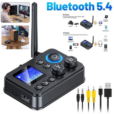 Bluetooth 5.4 RX/TX Transmitter Receiver 3.5mm AUX TV Home Stereo Audio Adapter+