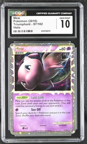 CGC 10 GEM MINT Mew 2010 Triumphant 97/102 Holo Pokemon Card