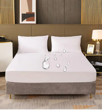 Waterproof Fitted Sheet Bedding Cover Bed Cloth Solid Color Mattress Cover Bed P