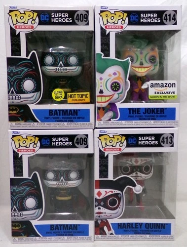 Funko Pop Heroes DC Día de los Muertos Lot Batman Joker Harley Quinn