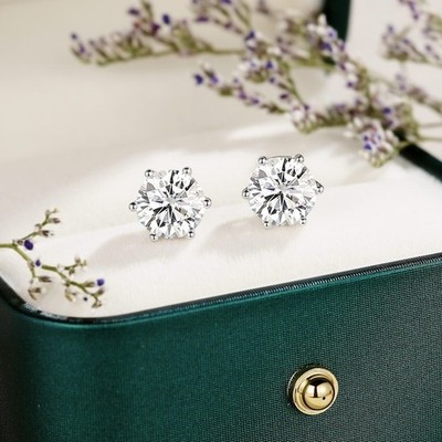 2 TCW Round Cut Solitaire Stud Moissanite Wedding Earring 14k White Gold Plated