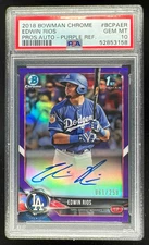 2018 Bowman Chrome Purple Refractor #BCPA-ER Edwin Rios Auto /250 PSA 10