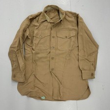 Vintage WW2 Army Gabardine Wool Tan Military Shirt 1940s True Vintage