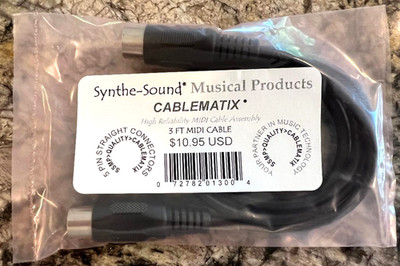 CABLEMATIX 3FT BLACK 5-PIN MIDI CABLE - MODEL MIDI-3 NEW IN PACKAGE!!