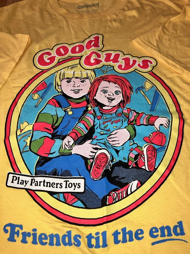 Camiseta Child's Play Chucky Good Guys Amarilla Hombre Talla XL Friends Til the End Foto 2 de 4