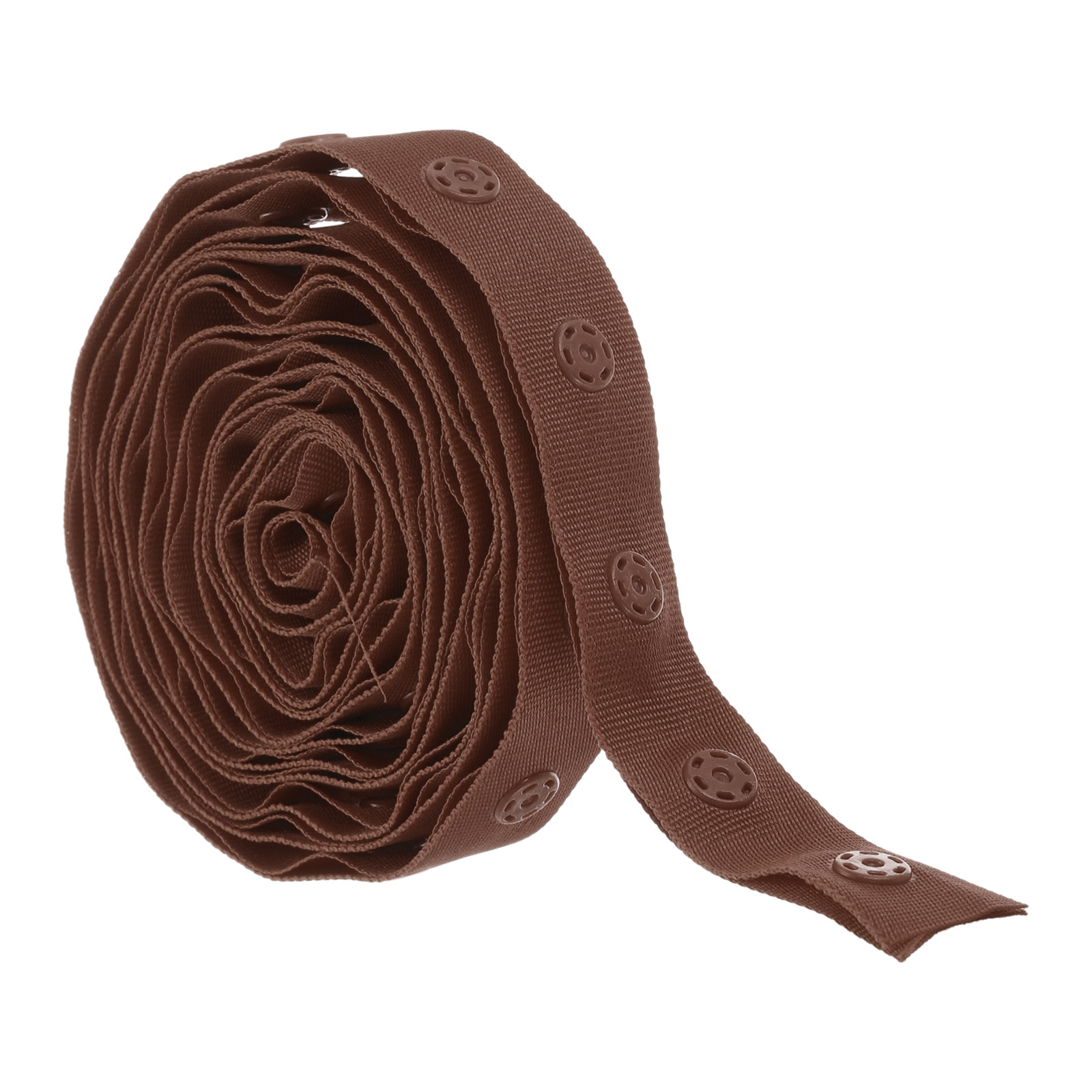18mm Dark Brown Cotton Snap Button Tape Fastener - 2 Yard Trim  