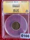 1914-D Lincoln Wheat Small Cent ANACS VG 10 Details BN Bronze Graded ref #166