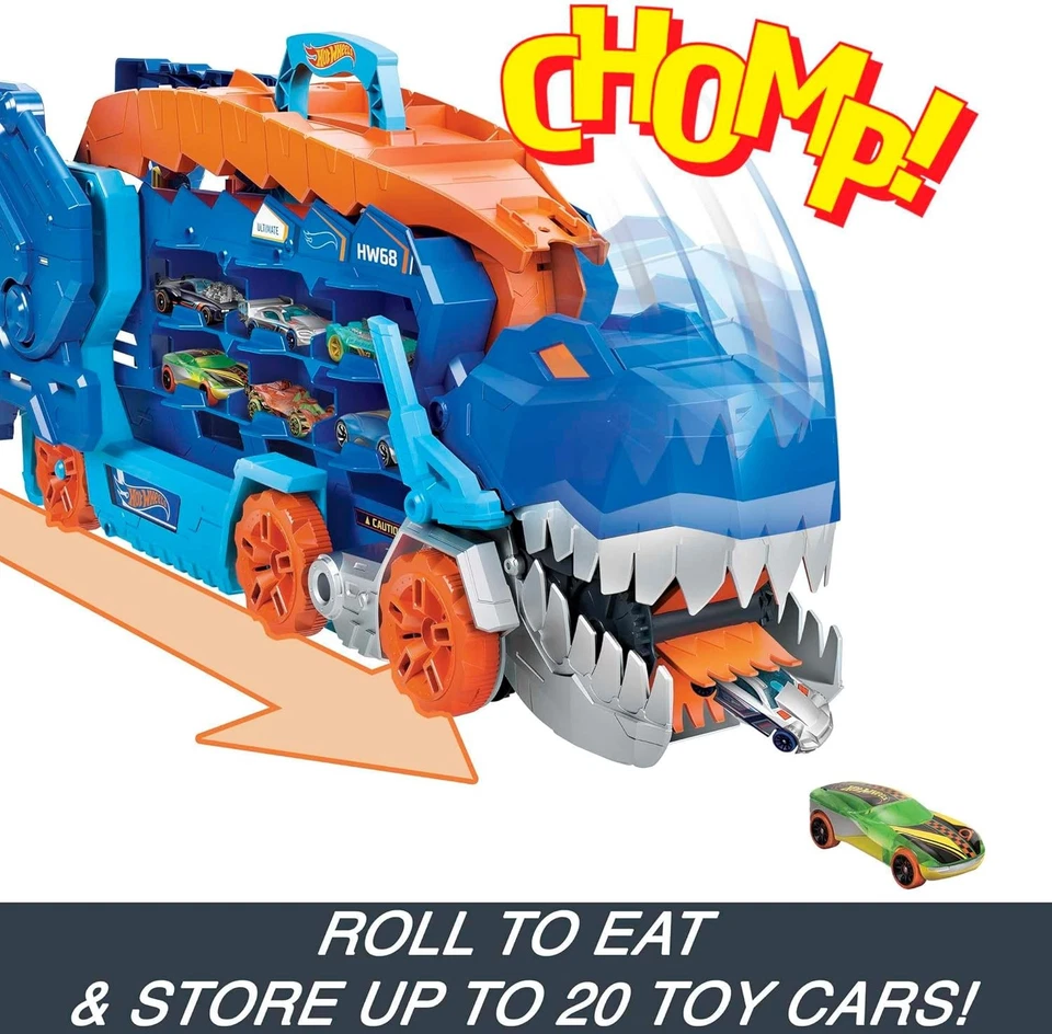 Hot Wheels City Toy Car Track Set, Ultimate T-Rex Transporter, Hauler... - Image 3 of 4