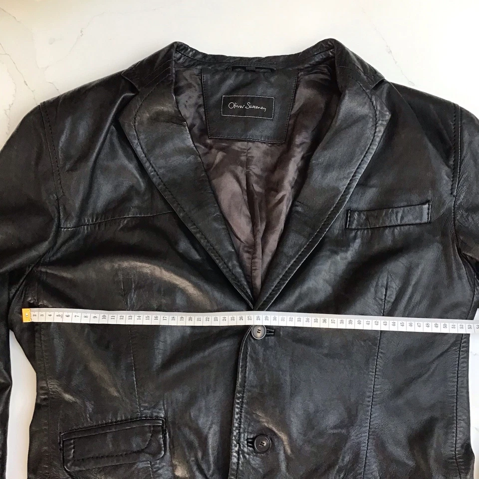 Oliver Sweeney Men's Large Black Leather Jacket STUNNING QUALITY & CONDITION  - Image 4 of 4
