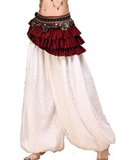 Women's Belly Dance Retro Tribal Hip Scarf with Copper Coins Satin One Size