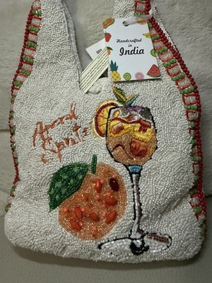Aperol Spritz Cocktail Beaded Bag Handcrafted in India RARE New Release NWT