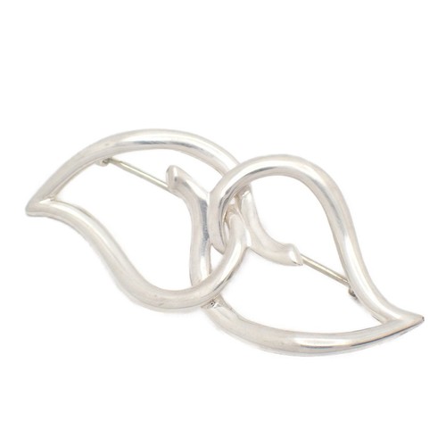 Tiffany&Co. Double Leaf Brooch Sterling Silver 925 Accessory No Box Vintage