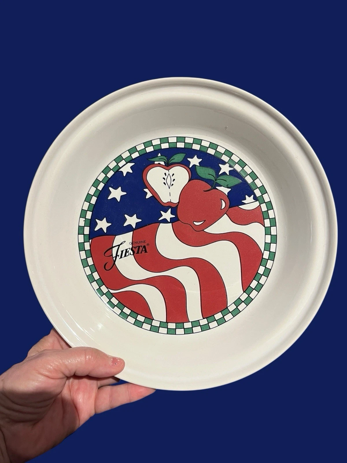 Homer Laughlin FIESTA APPLE PIE 10 1/8” Plate Dish Apples American Flag
