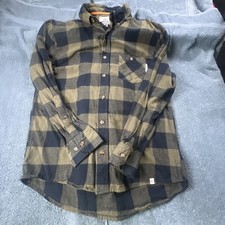 Field Stream Flannel Shirt Men s Sz M Green Plaid Heavy Cotton Outdoor Hiking