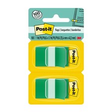 Post-it Flags, 50/Dispenser, 2 Dispensers/Pack, 1 in Wide, Green 680-GN2 