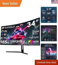 34-Inch Curved Gaming Monitor UWQHD 3440 x 1440 Up to 165Hz Curved 1500R - PI...
