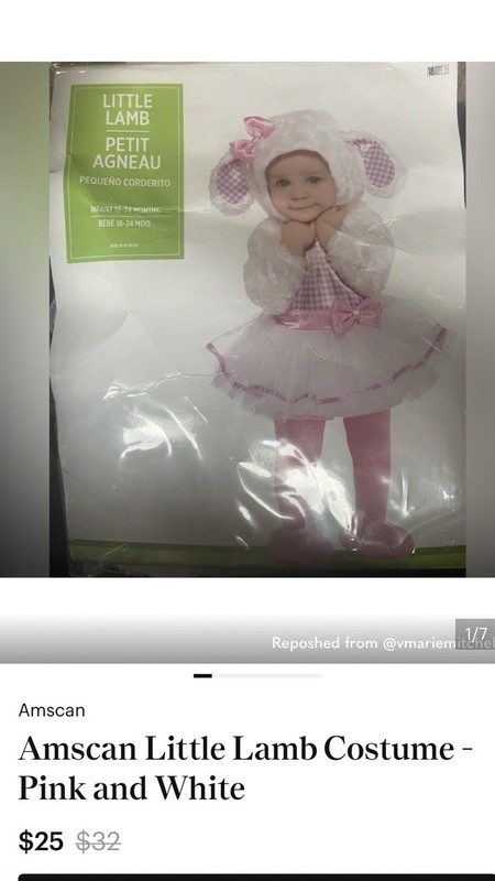 Amscan Little Lamb Hooded Animal Costume White/Pink/Purple 18-24 Months