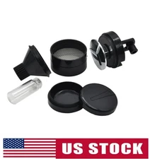 Plastic Spice Funnel Crank Grinder Hand Mill Dia 1.6 inch Portable w/ Glass Vial