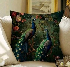 1 X Peacock cushion covers peacock Feathers Blue Green