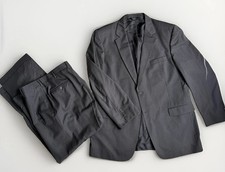 Jos A Bank Mens 2-pc Signature Striped Wool Suit 48L Pleated Cuffed 39x32 Gray