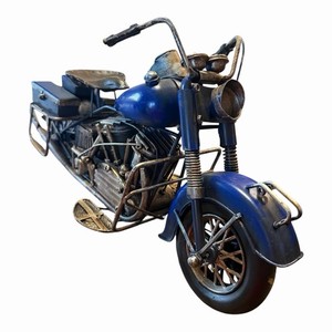 Vintage Metal Motorcycle Model Blue Classic
