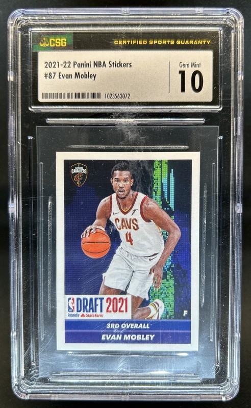 2021-22 NBA Sticker & Card European Edition Evan Mobley RC #87 CSG 10