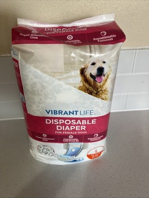 Vibrant Life Disposable Diaper for Female Dogs Size Large 12 Count