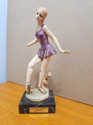 Depose Italy SIMONELLI Ballet Ballerina 7.5'' Figurine Marble Base Vintage 1950s
