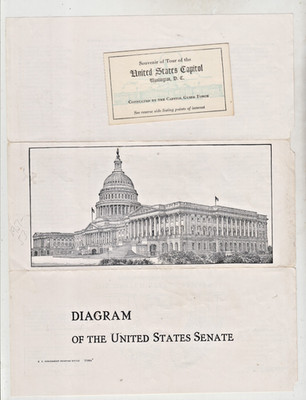1951  U S CAPITOL, WASHINGTON-82 ND CONGRESS-DIAGRAM OF U S SENATE W/NAMES +CARD