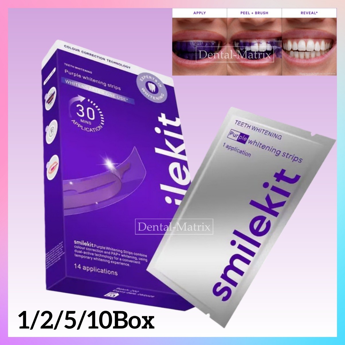 Purple Tooth Whitening Strips Fast Quick Brighten Tooth Strips Oral Care Tools