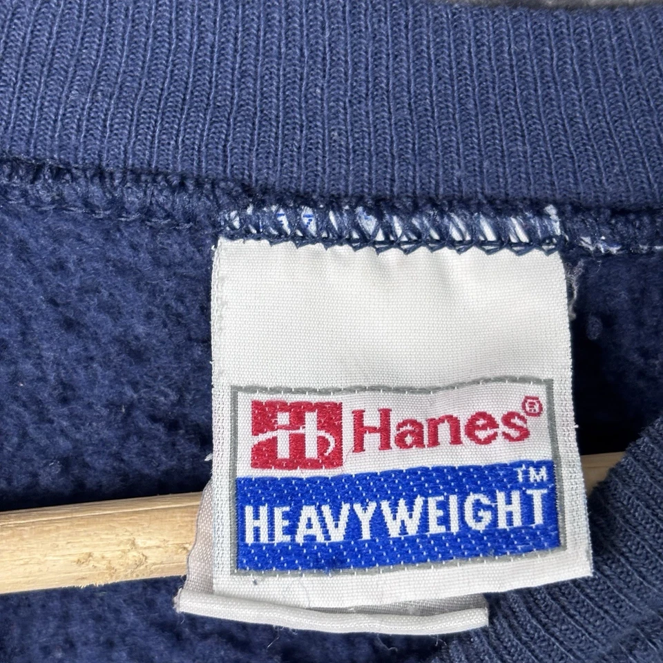 Sudadera vintage Hanes Michigan Wolverines bordada azul L-XL etiqueta en blanco Foto 4 de 4