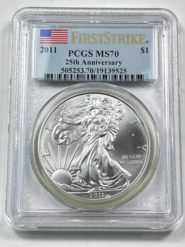 2011 $1 American Silver Eagle PCGS MS70 25th Anniversary 1 oz Coin First Strike