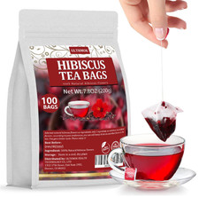 Premium Hibiscus Tea Bags,100 Tea Bags/7.06 Oz,100 Pure Dried Hibiscus Flower,N
