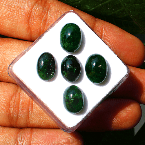 5 Pcs Natural Tsavorite Untreated Rich Green 10mm-11.8mm Oval Cabochon Gemstones - Picture 4 of 16