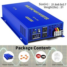 Power Inverter 4000W Pure Sine Wave Inverter 36v DC to 110v 120V AC with Remote