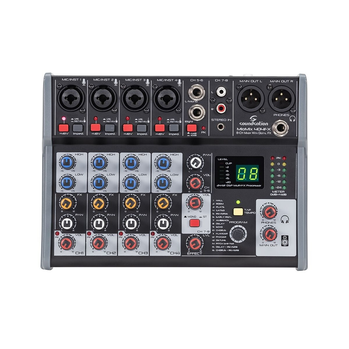 SOUNDSATION MIOMIX 404FX Mixer 8 canali + Effetti + 48V Microfono Line NUOVO
