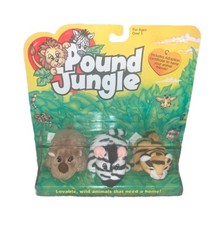 original POUND JUNGLE 1997 sealed MOC Rhino, Zebra,Tiger mini plush puppies