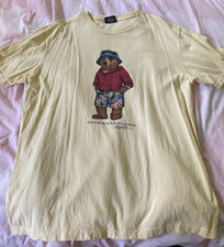 Polo Ralph Lauren Vintage 90s Polo Bear Medium Yellow Graphic T Shirt L K