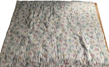 Vintage Pastel Bears Balloons Seersucker Quilted Handmade Baby Blanket Throw 