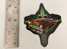 VTG DSG Brand Imports Vending Sticker 2006 RED VINTAGE CAR TRIBAL Holographic